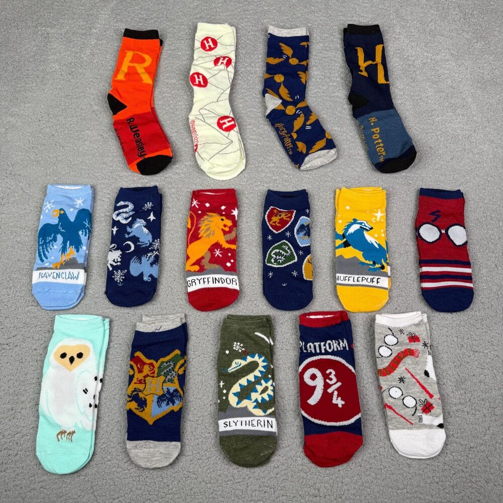 Harry Potter 15 Days of Socks Set Womens Size 4-10 Crew Low Cut Hogwarts Hedwig